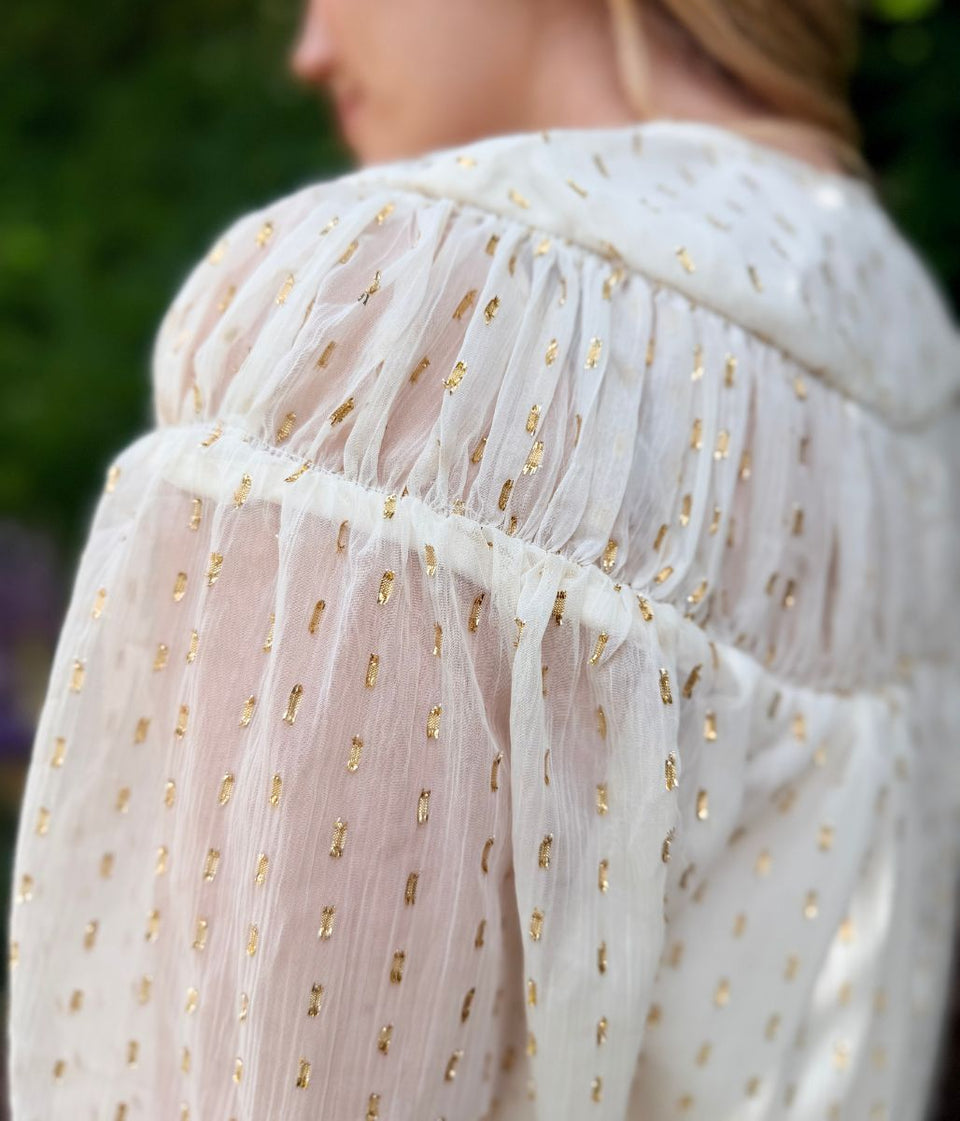 Ivory Gold Metallic Detail Top