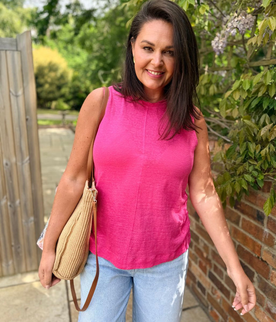 White Stuff Pink Rylee Linen Vest Top