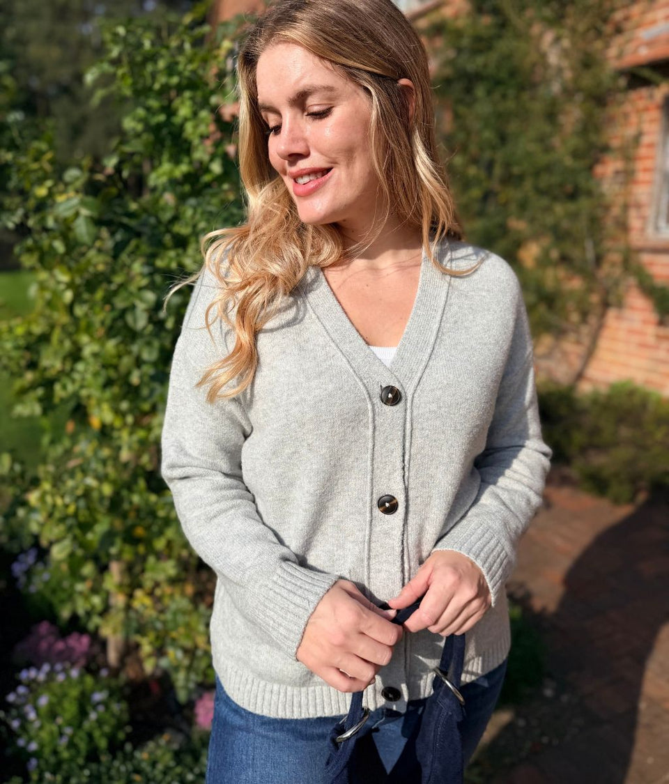 Grey Cosy Soft V Neck Cardigan