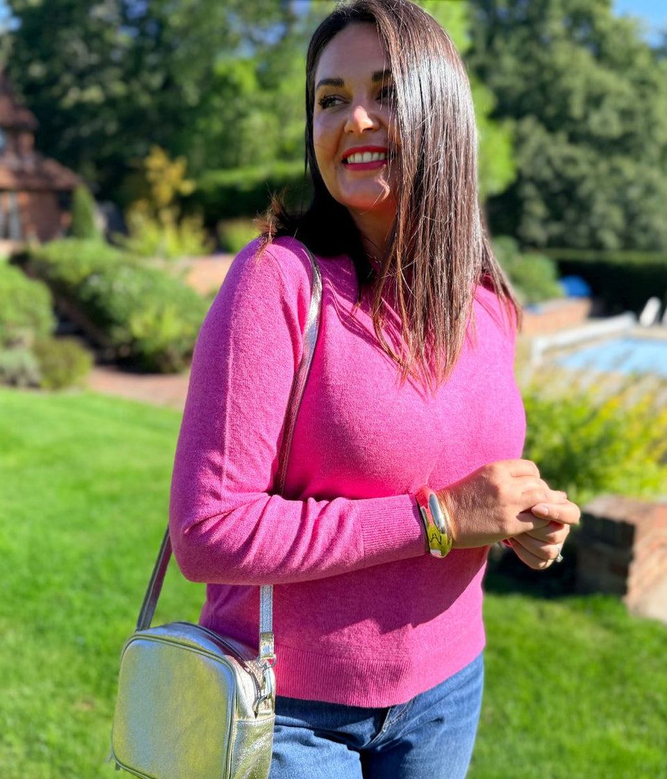 Pink Air Yarn Crew Neck Jumper