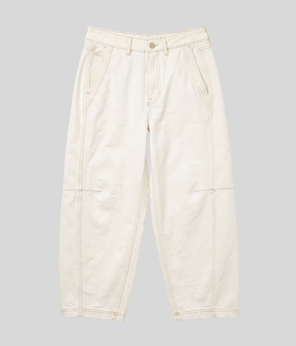 Ecru Barrel Leg Cropped Jean