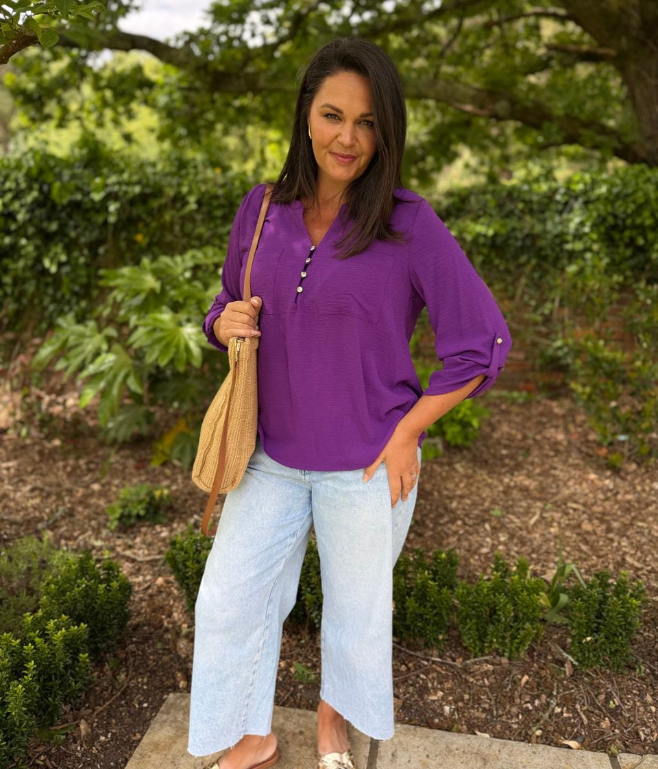 Purple Popover Tunic Blouse