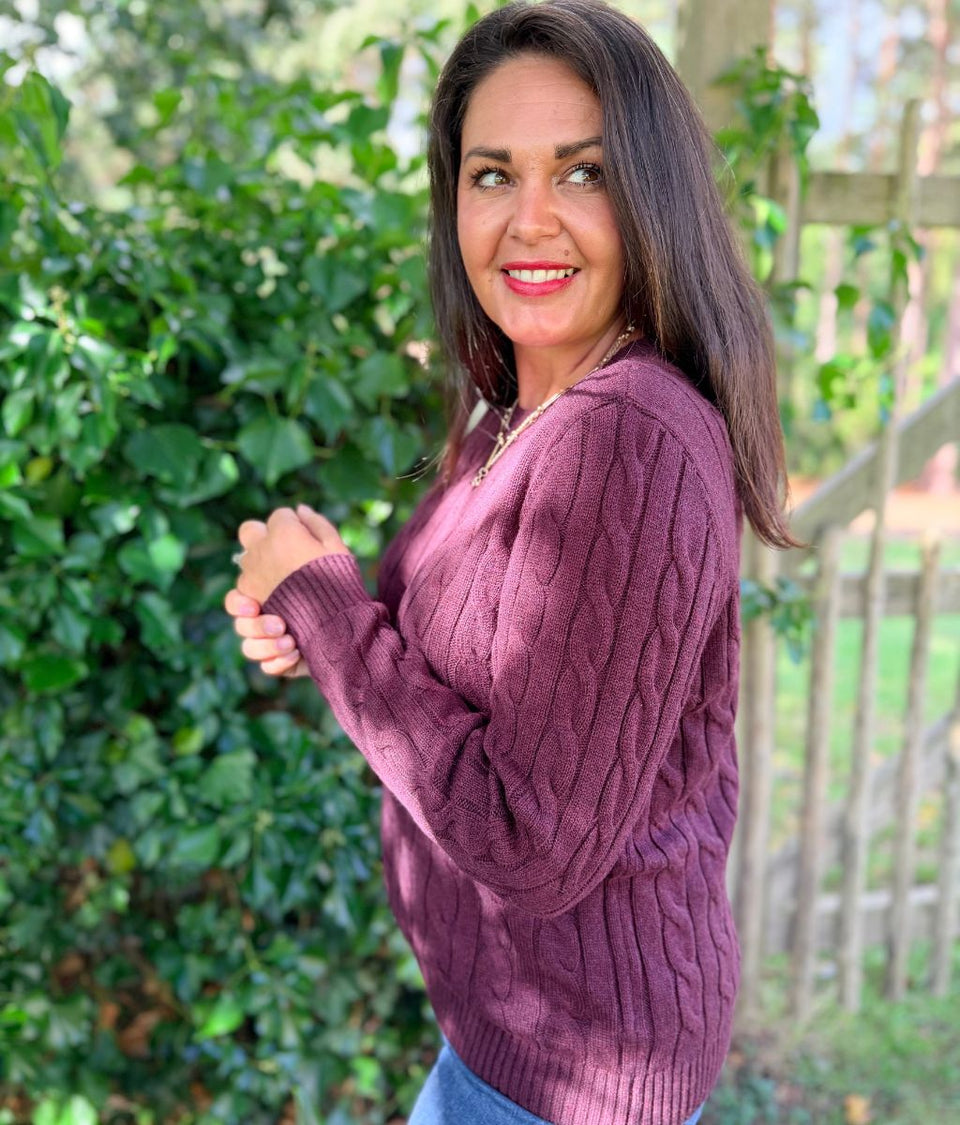 Maroon Heritage Chunky Cable Jumper
