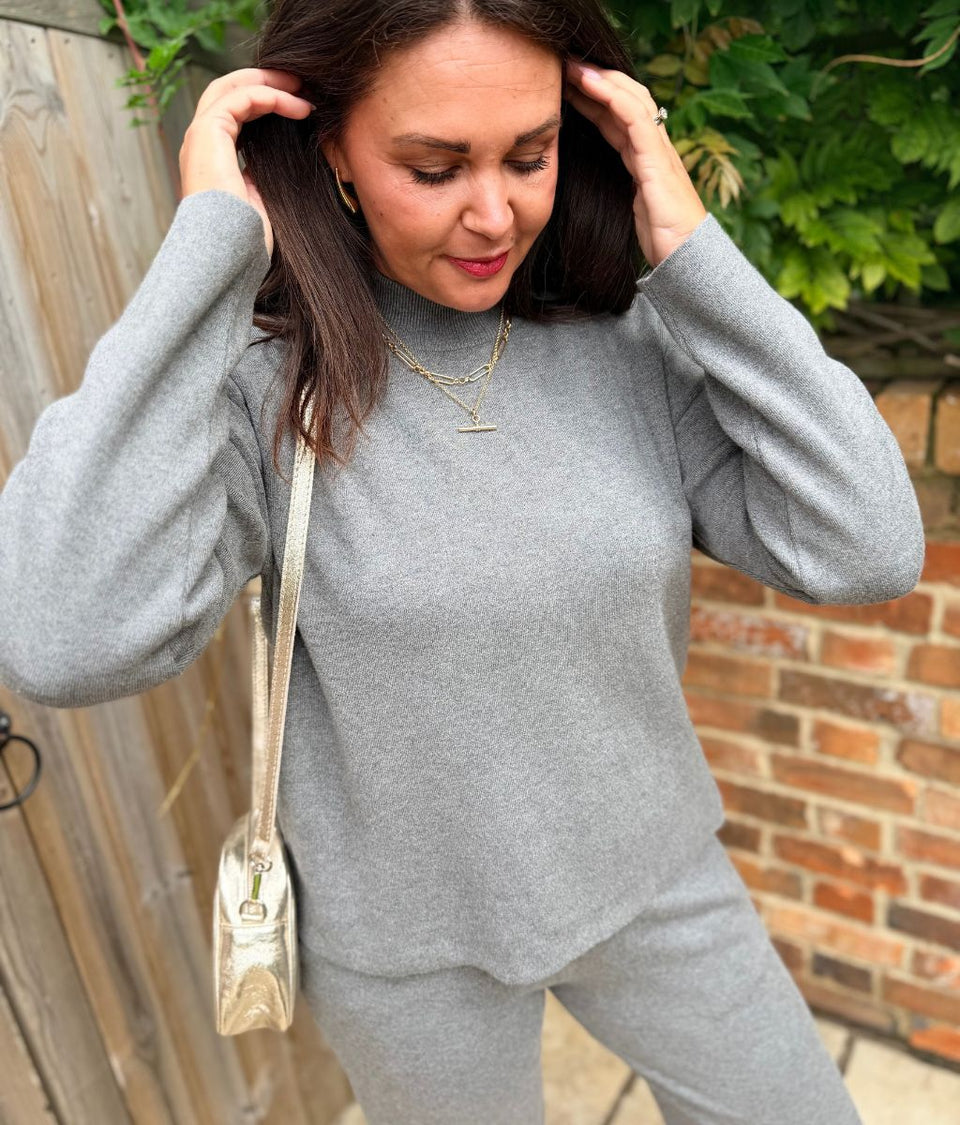 Grey Knitted Jumper Co-Ord
