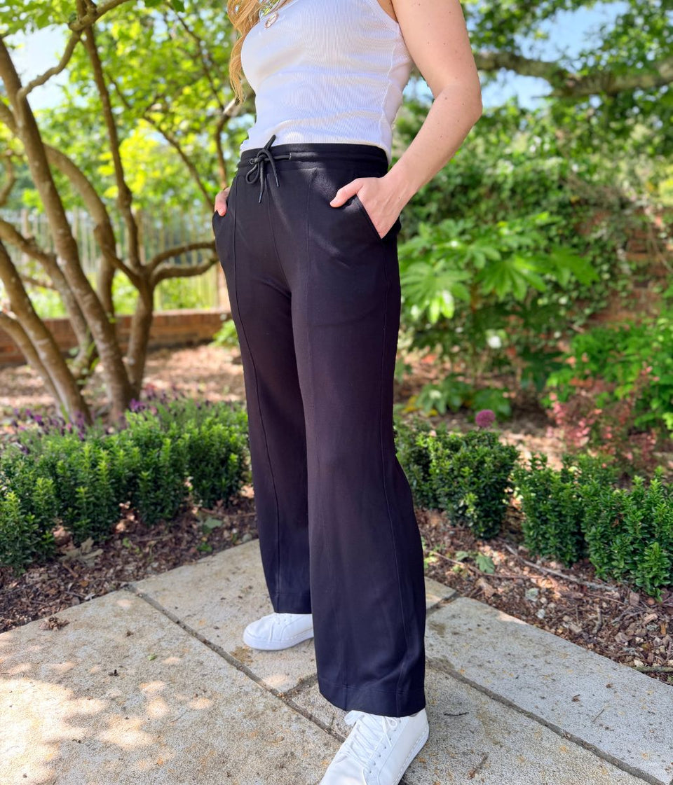 Black Wide Leg Jersey Joggers