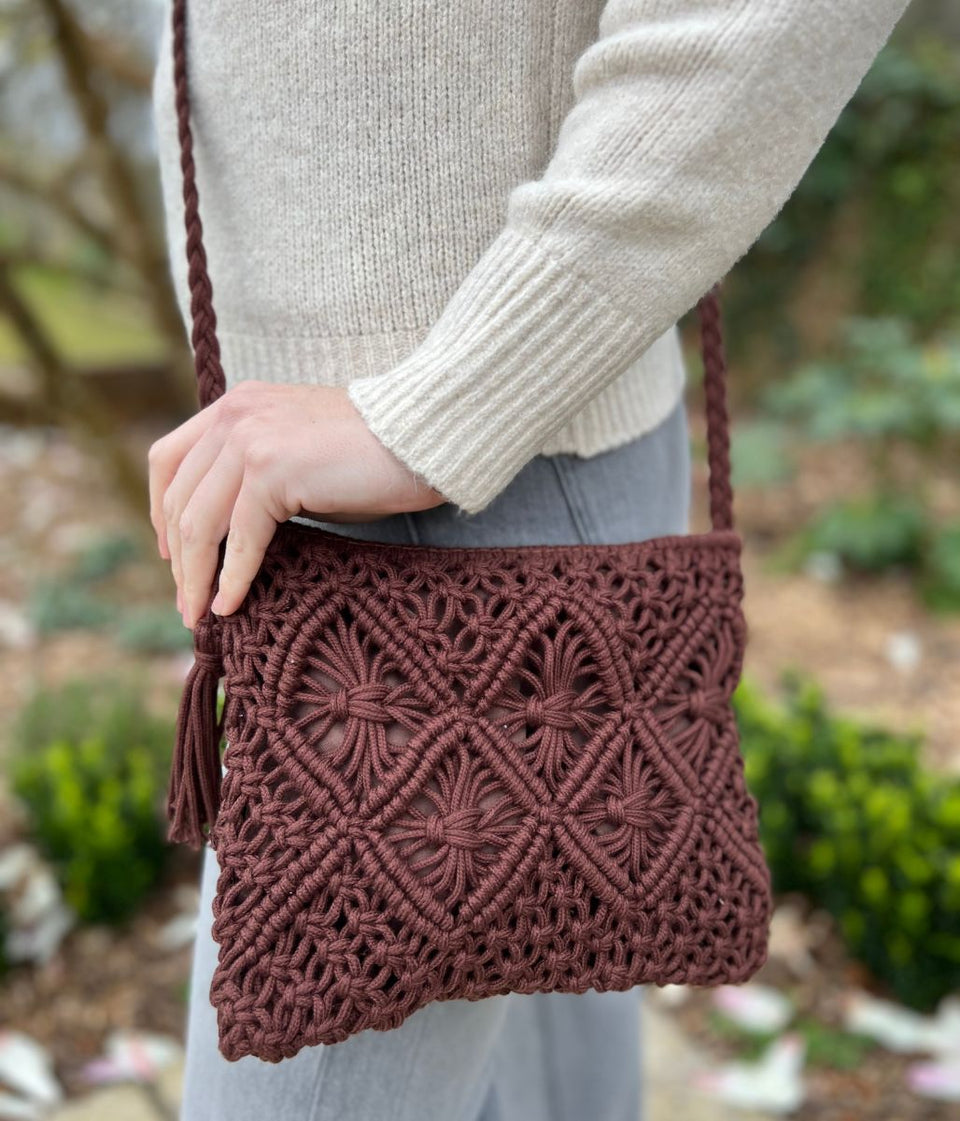 Brown Cross Body Crochet Bag