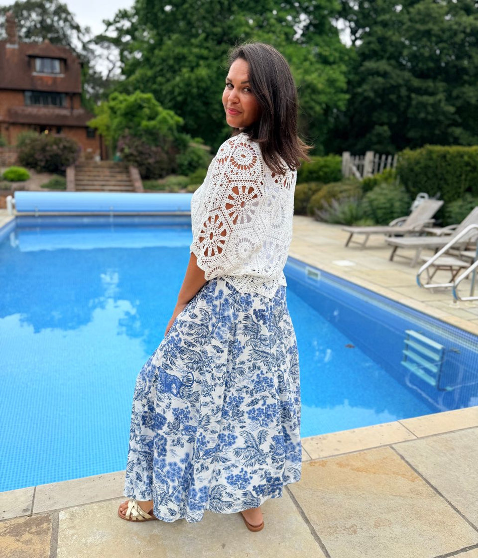 Blue Print Culotte Trousers