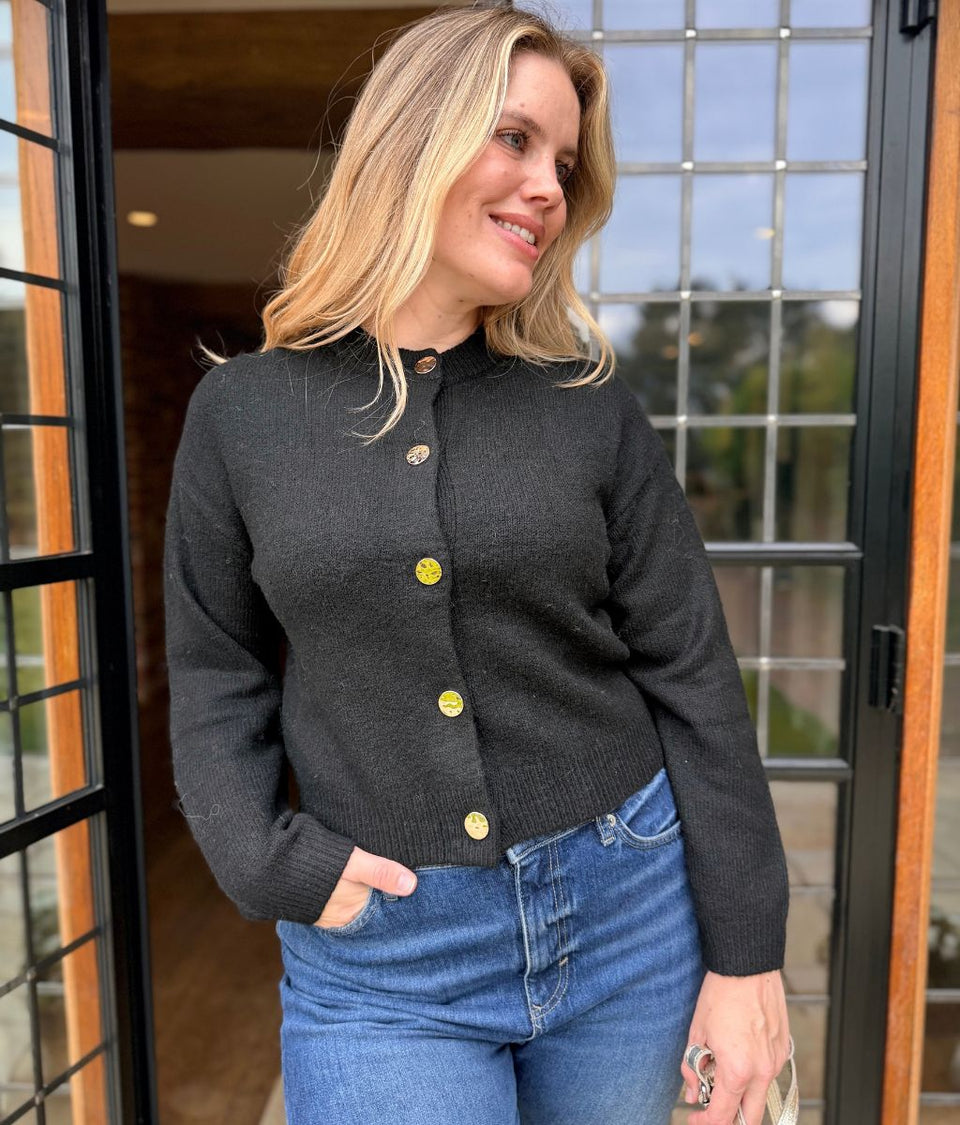 Black Gold Button Cardigan
