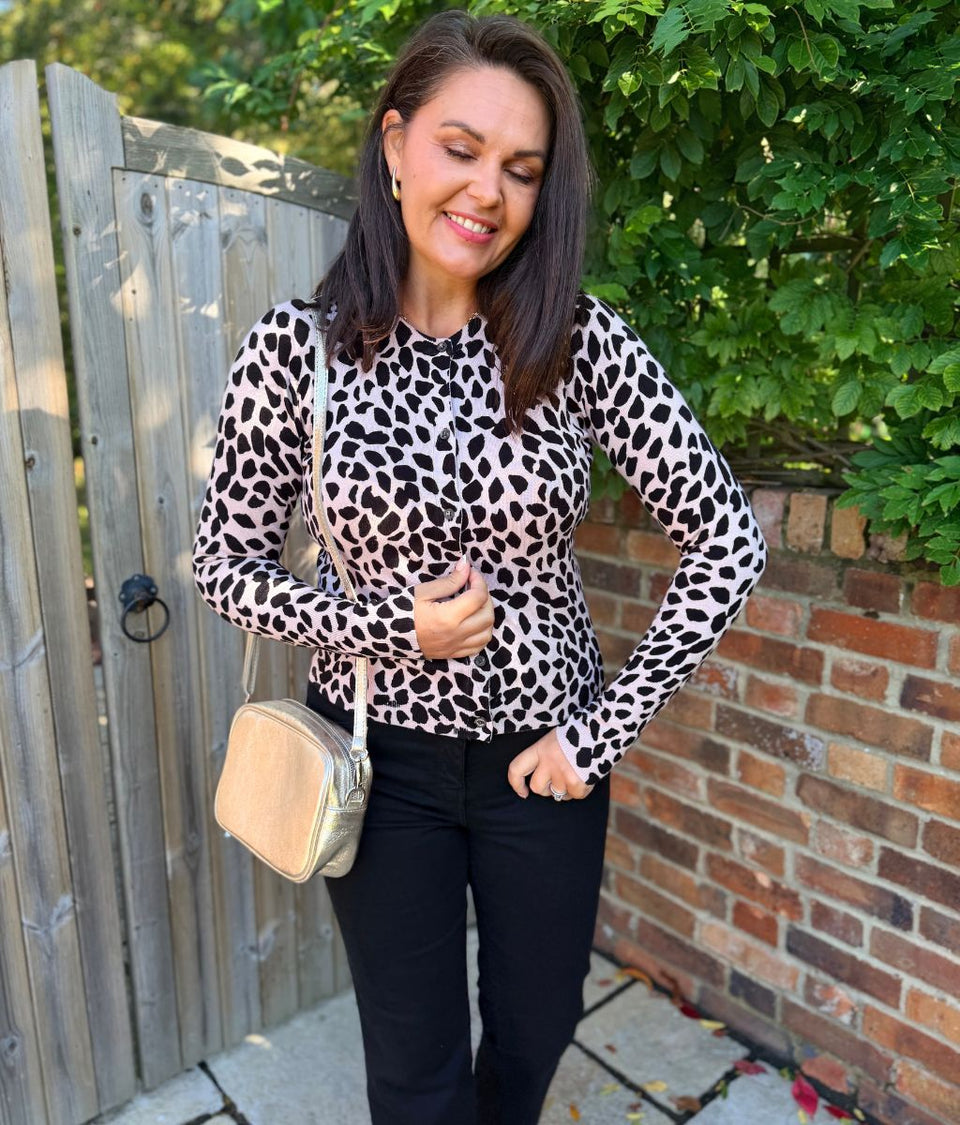 Pink & Black Leopard Print Cardigan
