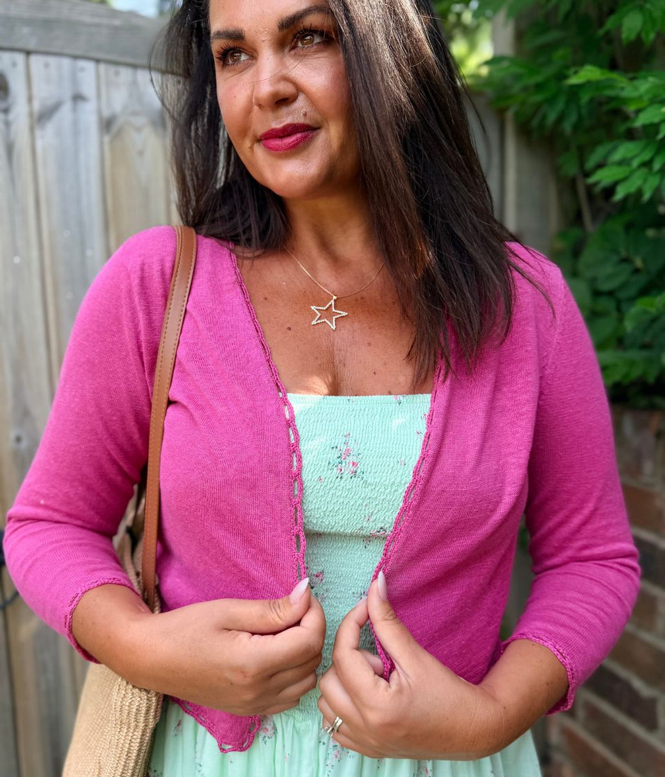 Hibiscus Linen Bolero Cardigan