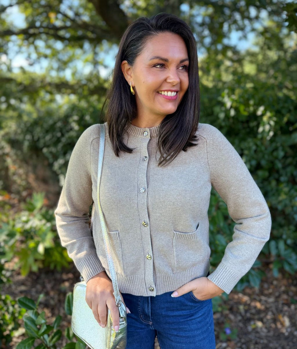 Cappuccino Gold Button Pocket Cardigan