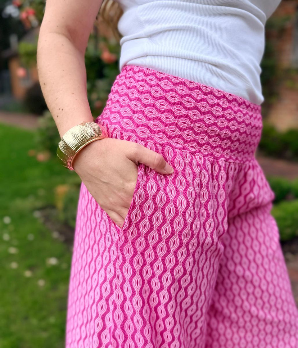 Pink Mandala Wide Leg Palazzo Trousers