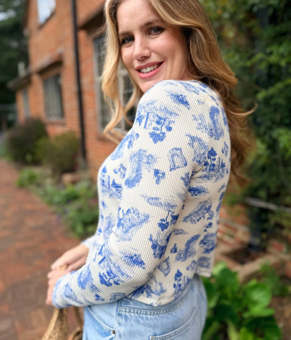 Ceramic Print Ribbed Cardigan