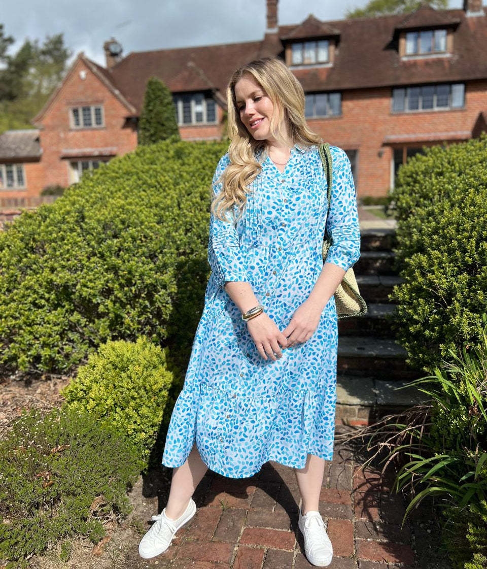 Brakeburn Light Blue Watercolour Printed Midi Dress