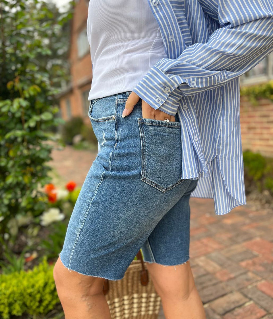 Mid Denim Bermuda Shorts