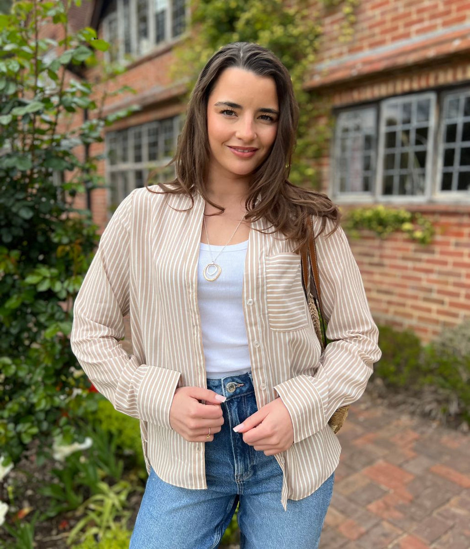 Brown Striped Soft Relaxed Shirt