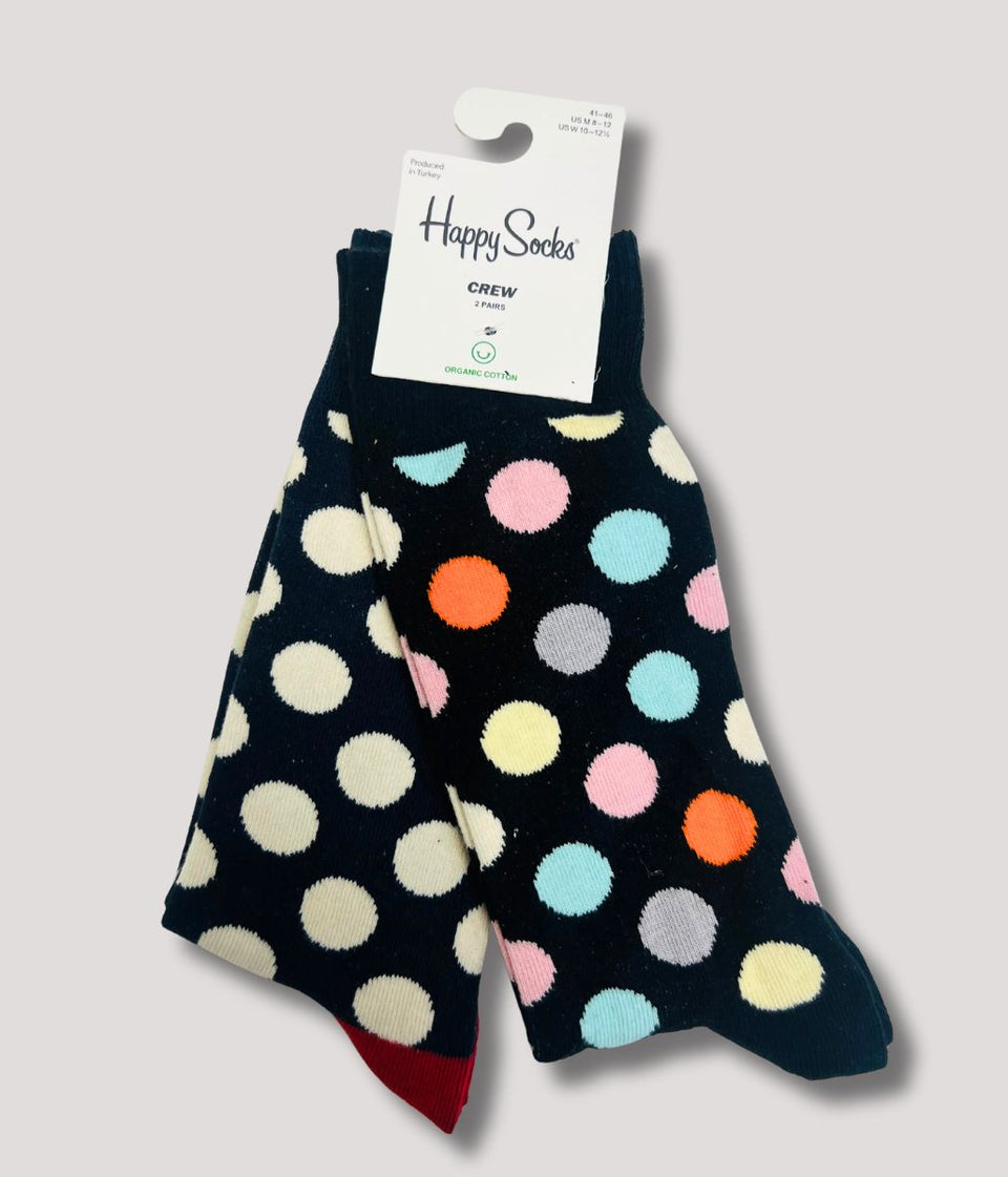 Happy Socks 2 Packs Black & Navy Spots
