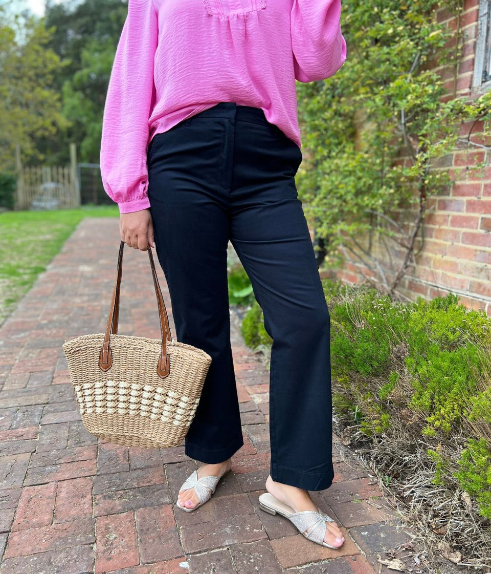 Black Straight Leg Chino Trousers