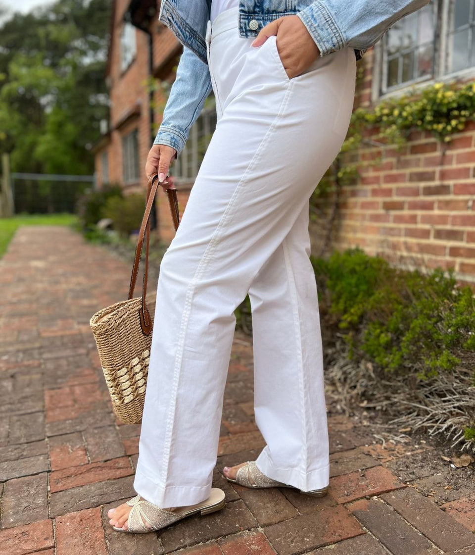 White Straight Leg Chino Trousers