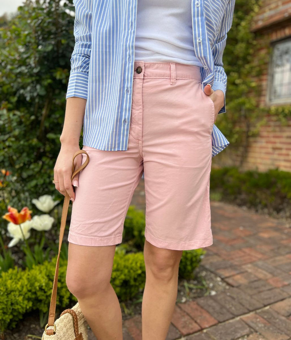 Pink High Waisted Chino Shorts