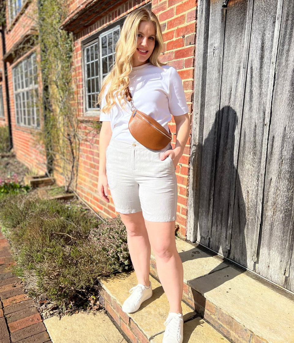 Light Grey Linen Blend Shorts