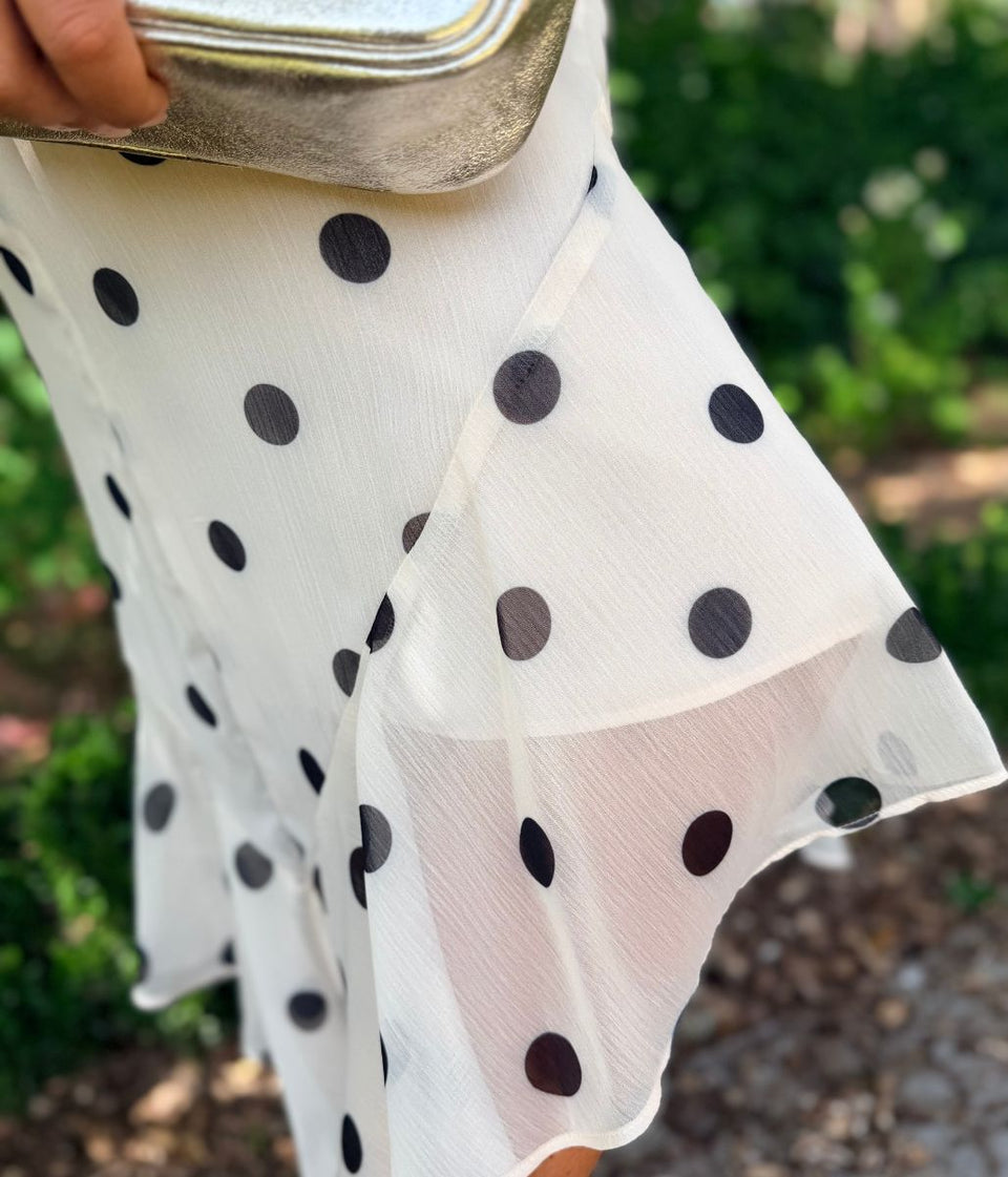 Cream Polka Dot Midi Dress