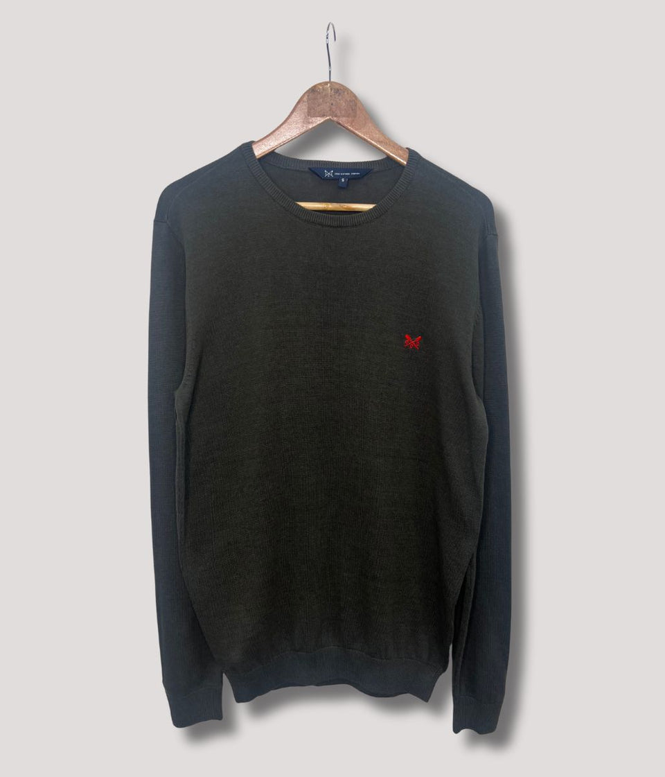Khaki Mens Cotton Crew Neck Logo Jumper