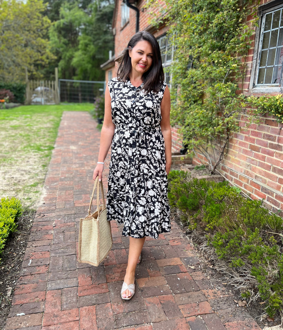Black Printed Capri Shirt Dress