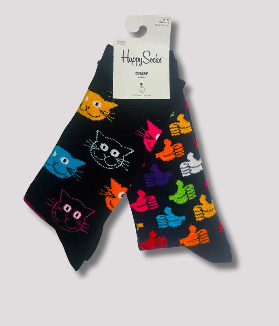 Happy Socks 2 Packs Thumbs Up & Cats