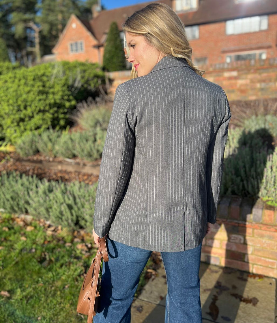 Grey Pinstripe Blazer