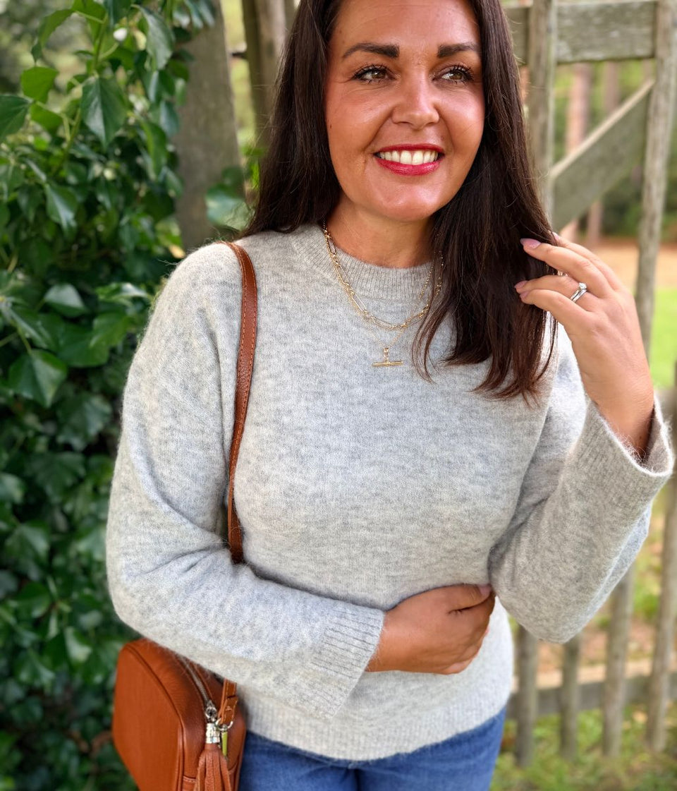Grey Alpaca Wool Blend Jumper