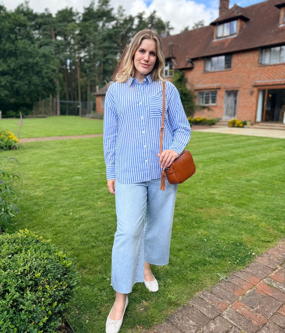 Light Blue Striped Poplin Modern Shirt