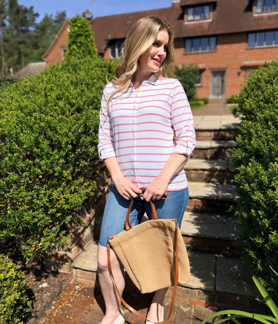 Pink Striped Joni Brushed Cotton Shirt