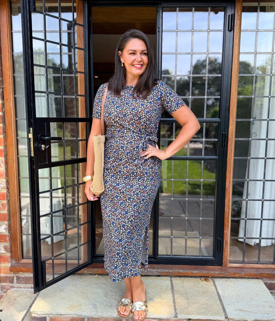 Black Ditsy Floral Dress