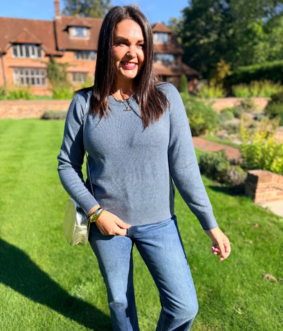 Denim Air Yarn Crew Neck Jumper