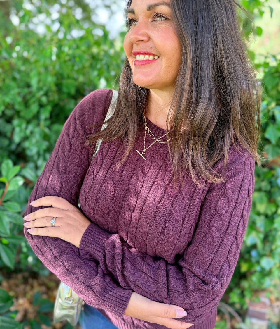 Maroon Heritage Chunky Cable Jumper