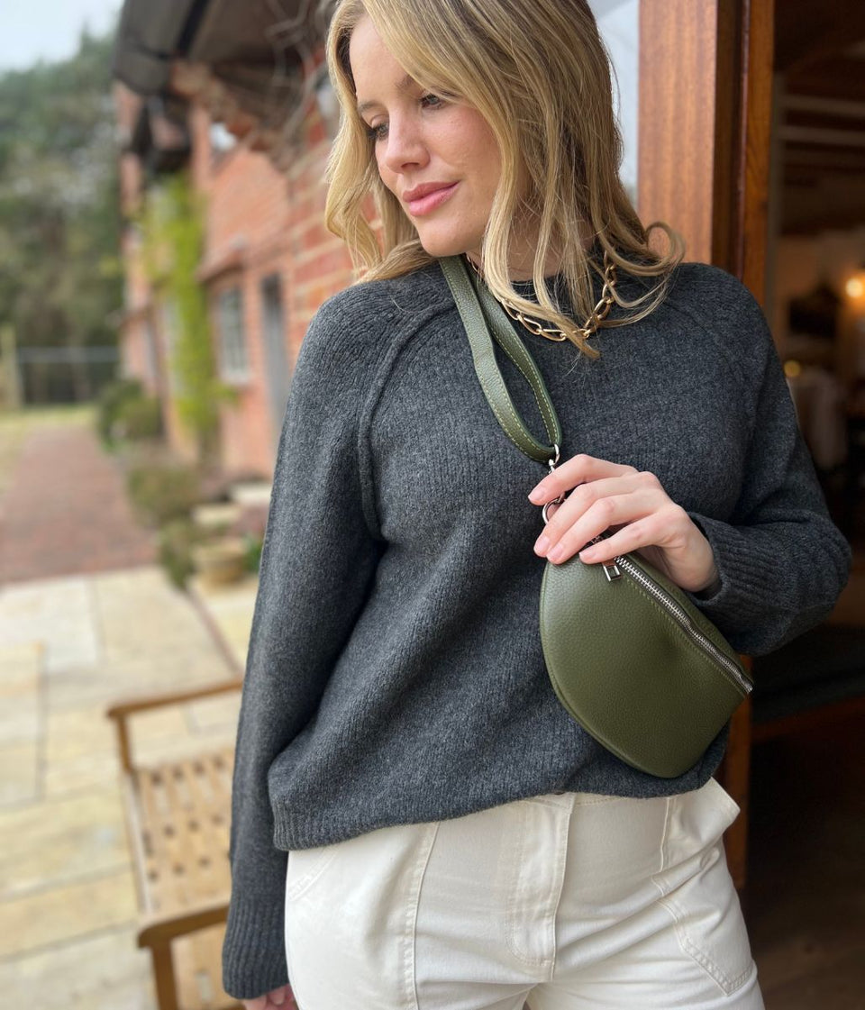 Grey Textured Wool Blend Jumper