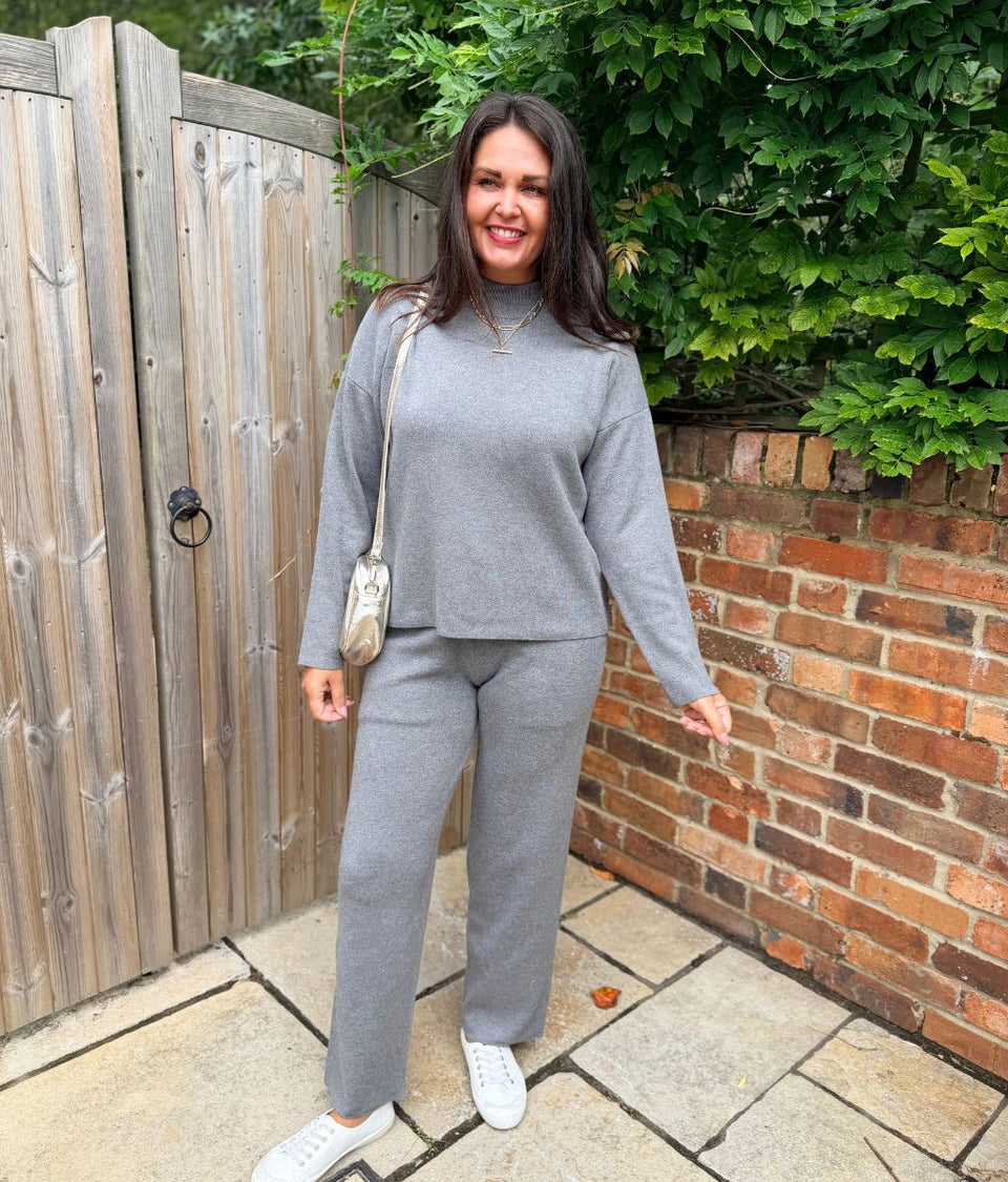 Grey Knitted Jumper Co-Ord