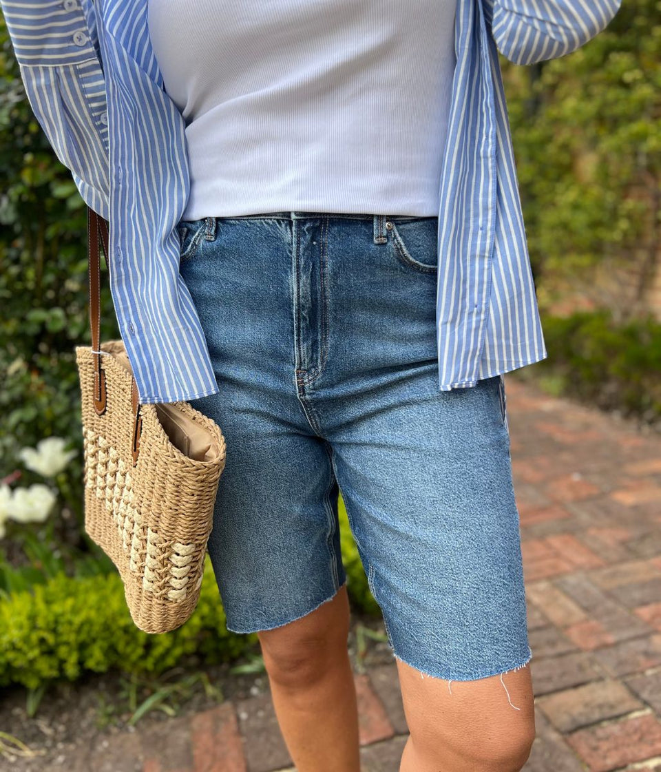 Mid Denim Bermuda Shorts