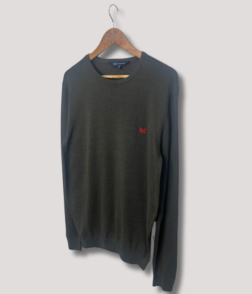 Khaki Mens Cotton Crew Neck Logo Jumper