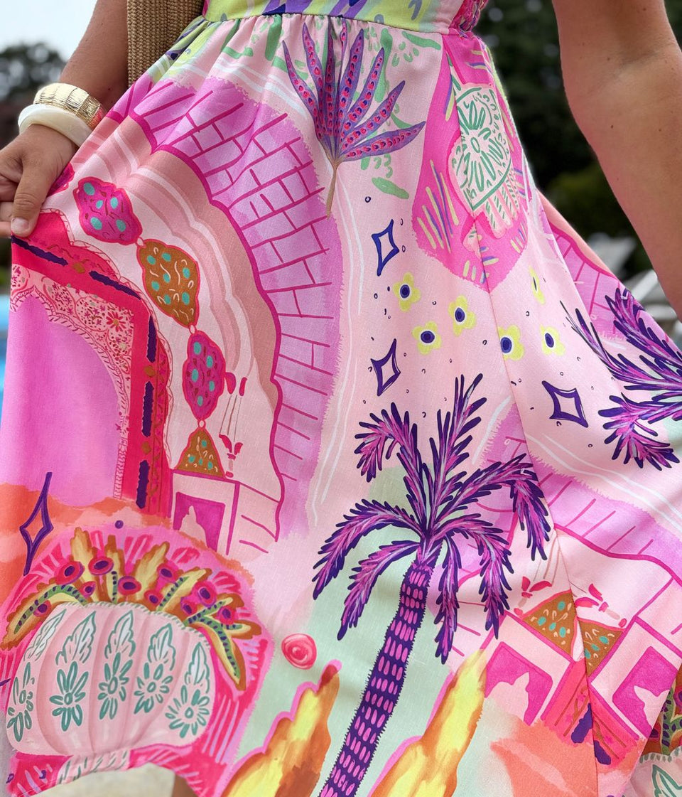 Tropical Miami Pastel Print Dress