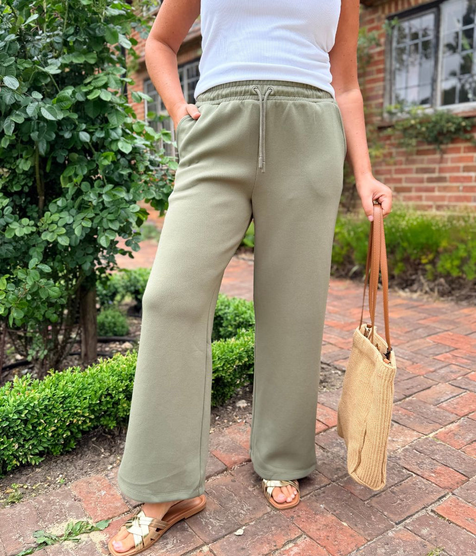 Green Wide Leg Joggers