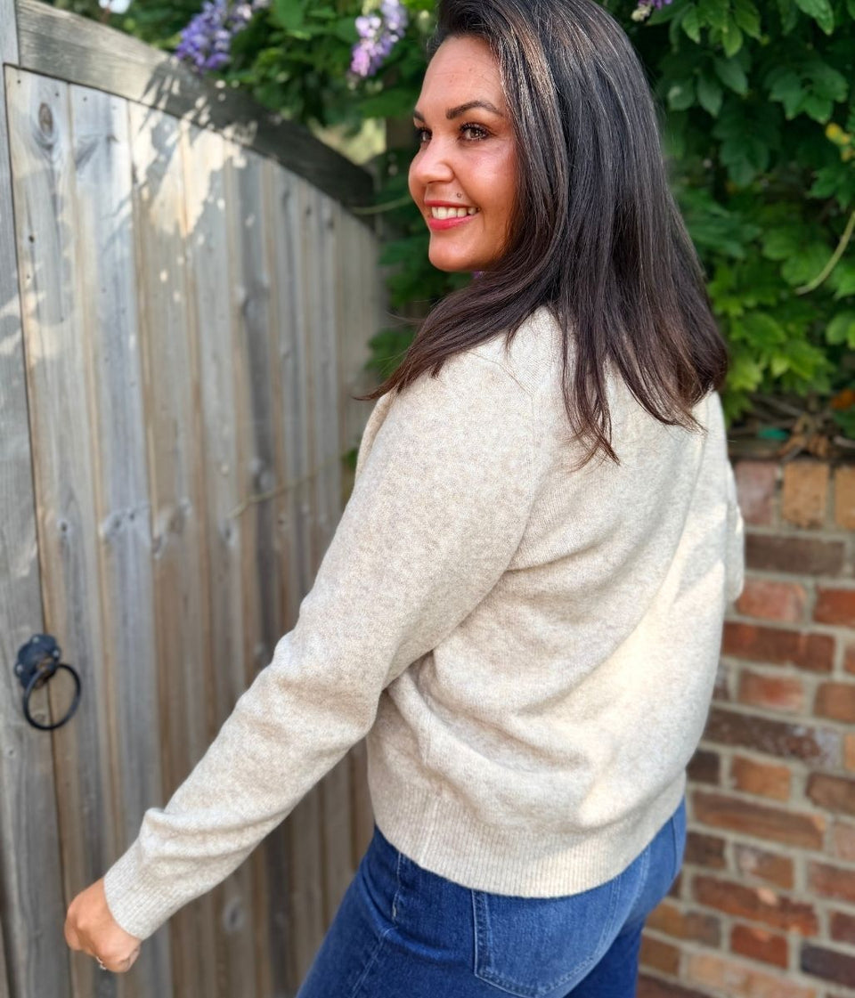 Natural Silver Knot Button Cardigan