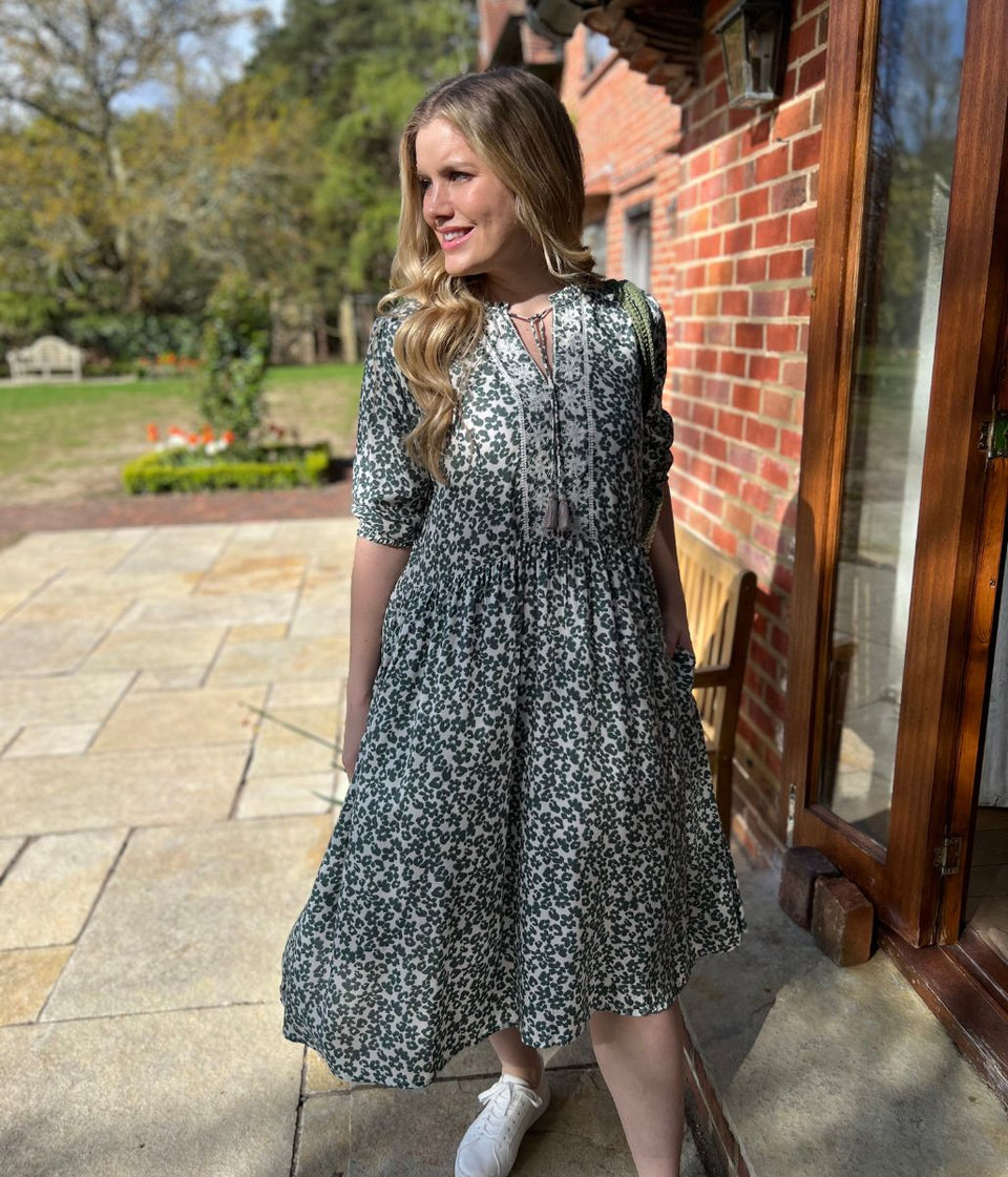 Brakeburn Leopard Floral Midi Dress