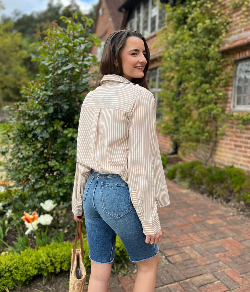 Brown Striped Soft Relaxed Shirt