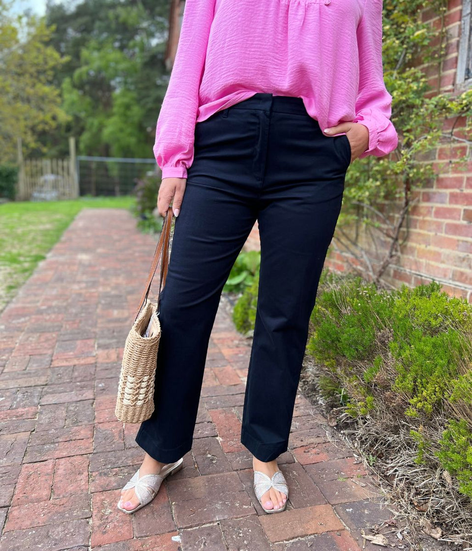 Black Straight Leg Chino Trousers