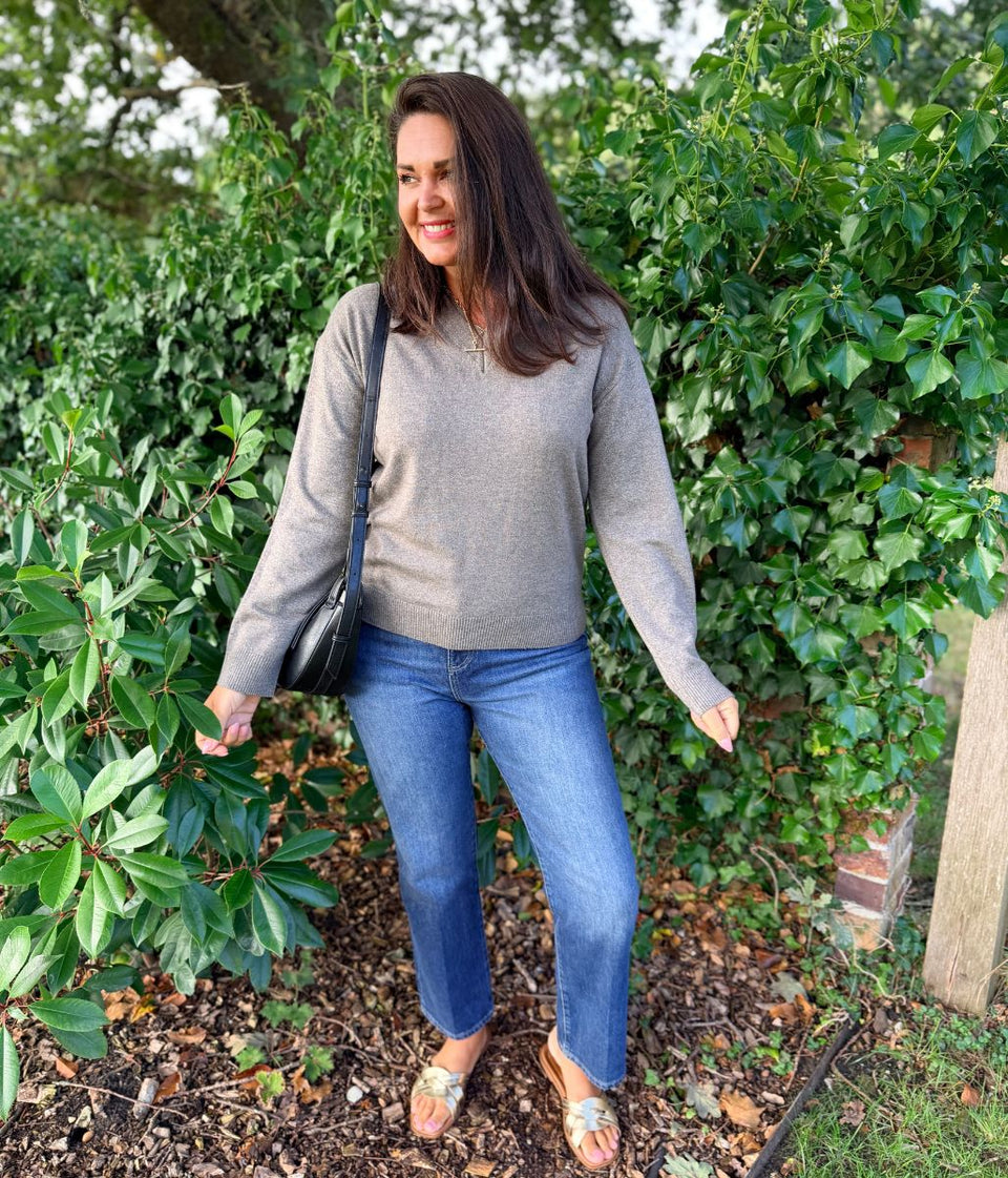 Women's Nutmeg Double V Neck Air Yarn Jumper