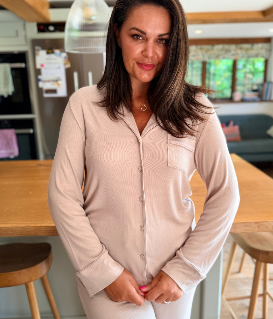 Fawn Ribbed Stretch Pyjama Set