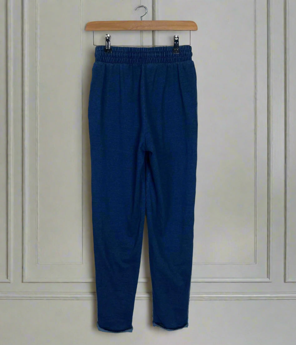 Dark Denim Cotton Rich Tapered Jogger Trousers