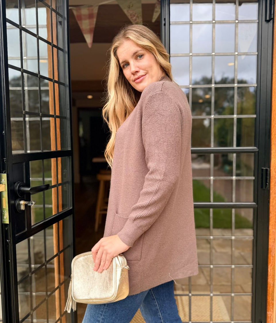 Mocha Ribbed Edge to Edge Longline Cardigan